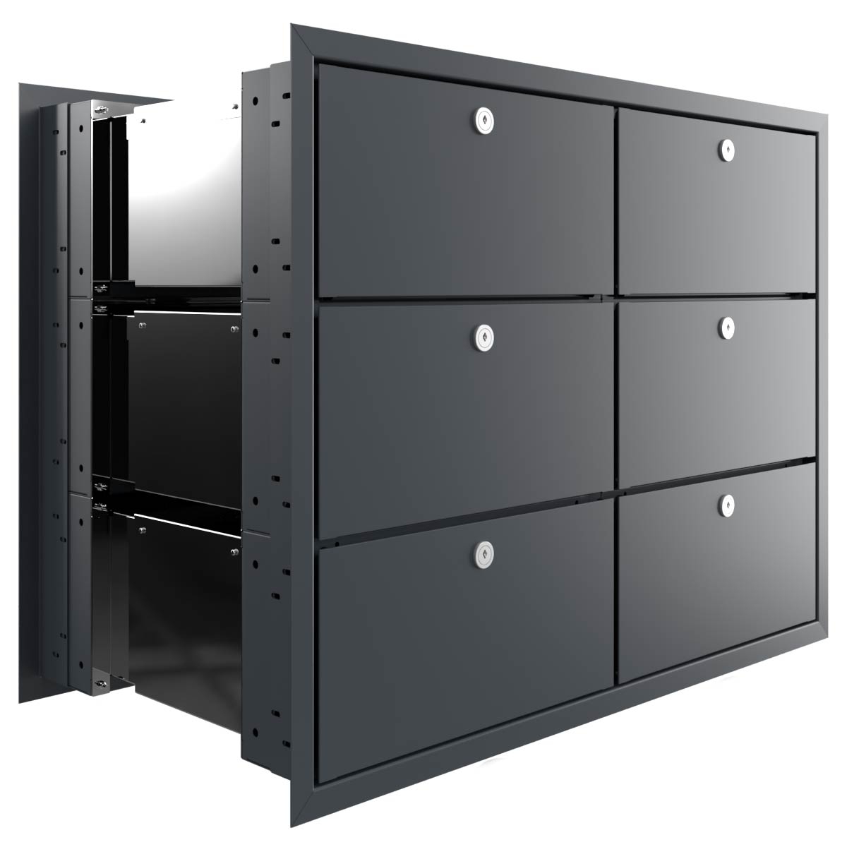 6-piece 2x3 design letterbox GOETHE MDW with nameplate - RAL of your choice 6-piece 2x3 design letterbox GOETHE MDW with nameplate - RAL of your choice