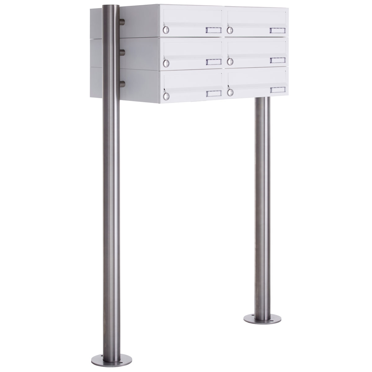 Sistema de buzones de 6 piezas 2x3 autoportantes Design BASIC 385-9016 ST-R - RAL 9016 blanco tráfico