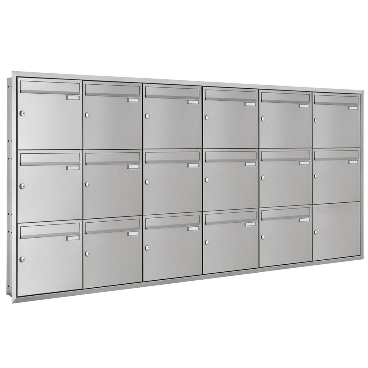 17er 6x3 Edelstahl Unterputz Briefkastenanlage BASIC Plus 382XU UP - Edelstahl geschliffen - 17 Parteien