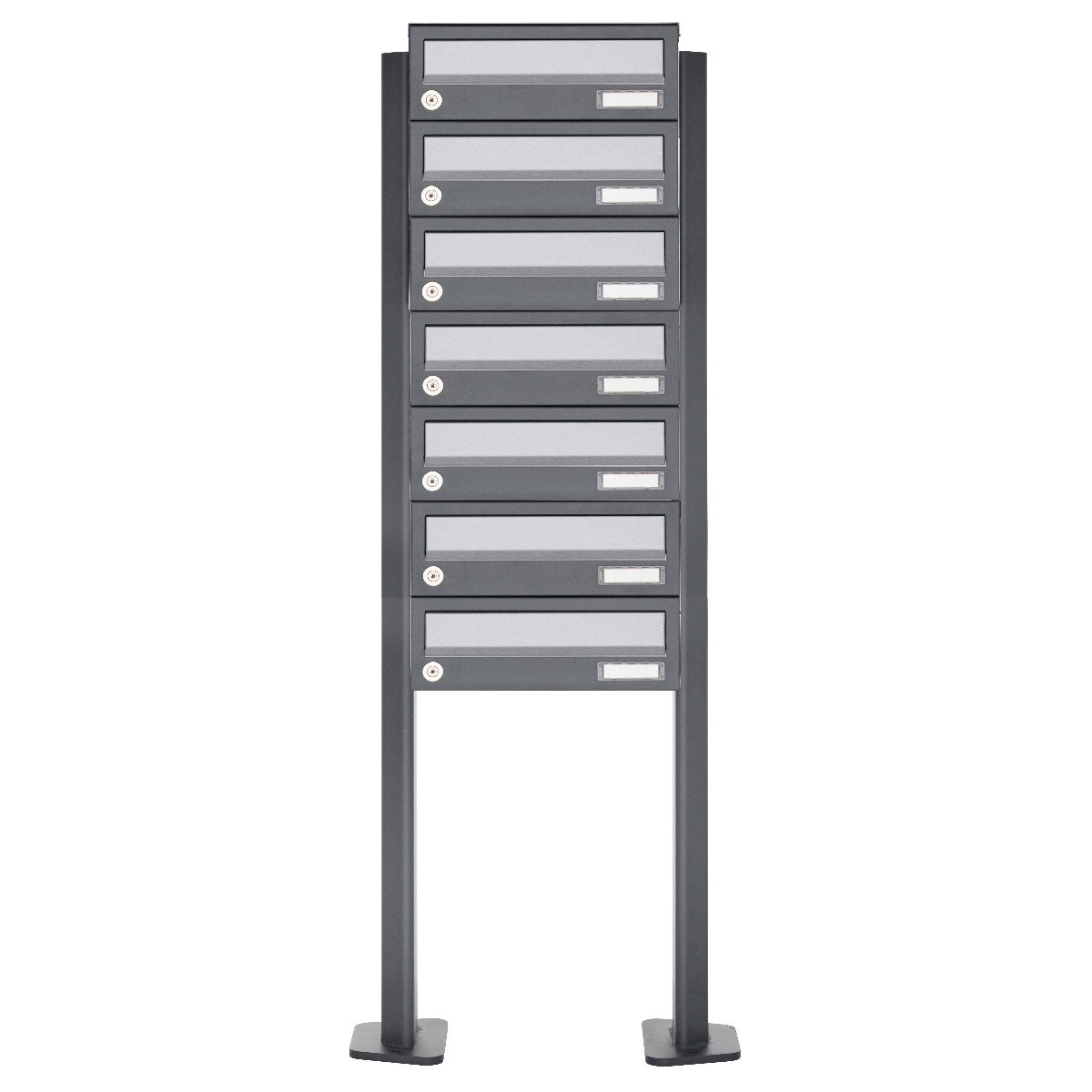 7er Briefkastenanlage freistehend Design BASIC 385P-7016 ST-T - RAL 7016 anthrazitgrau 7er Briefkastenanlage freistehend Design BASIC 385P-7016 ST-T - RAL 7016 anthrazitgrau