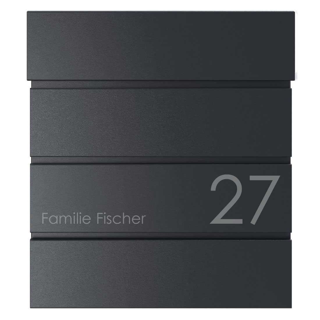 Briefkasten KANT mit Zeitungsfach - Design 1 - RAL 9005 tiefschwarz Briefkasten KANT mit Zeitungsfach - Design 1 - RAL 9005 tiefschwarz