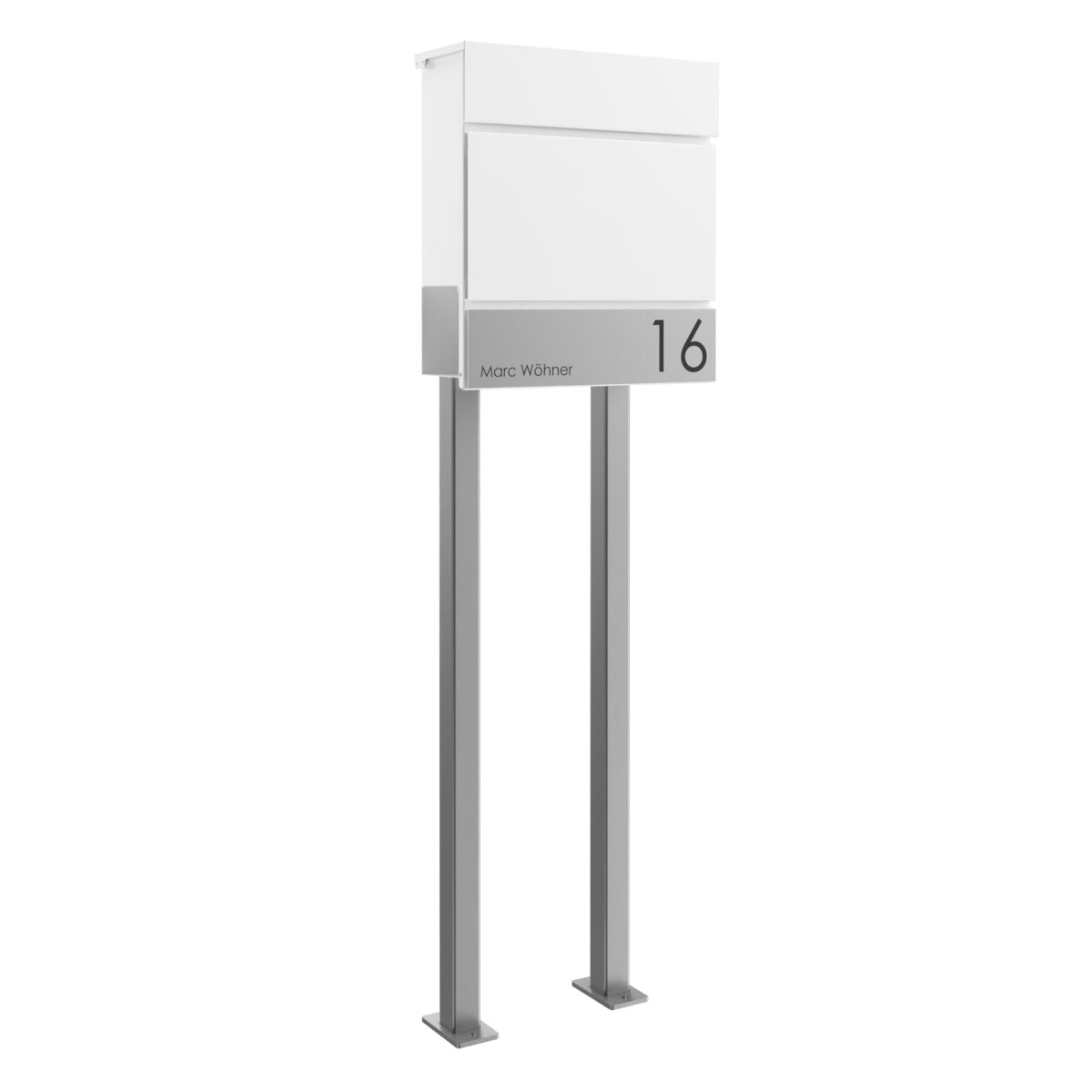 KANT Edition free-standing letterbox with newspaper compartment - Elegance 4 design - RAL 9016 traffic white KANT Edition free-standing letterbox with newspaper compartment - Elegance 4 design - RAL 9016 traffic white