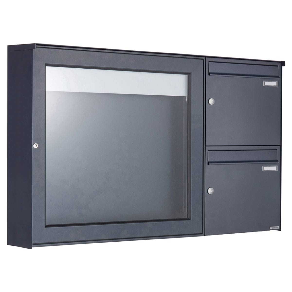 2er Aufputz Briefkasten mit Schaukasten BASIC Plus 389X ST-R - 710x660 - RAL nach Wahl