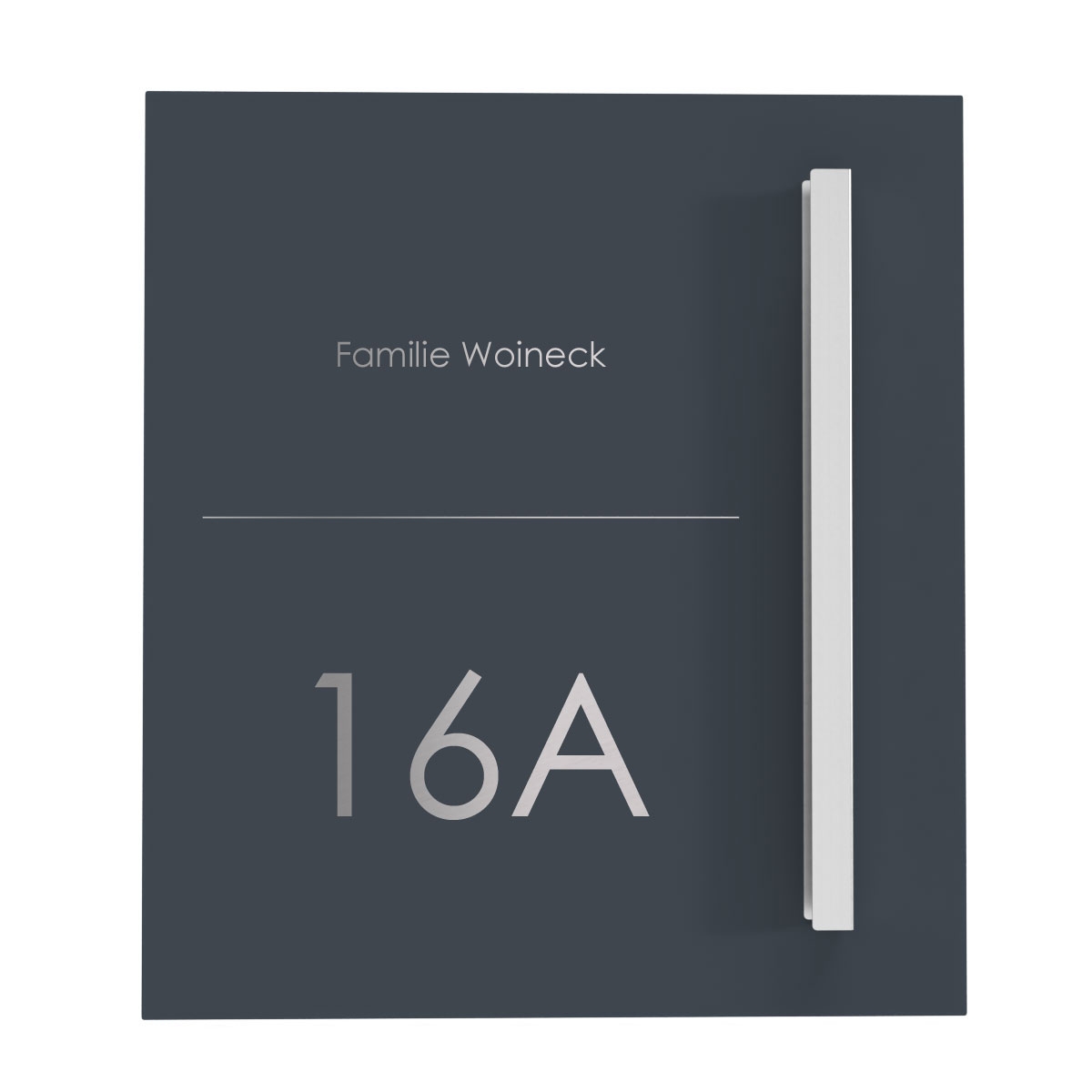 Design Edelstahl Briefkasten SCHILLER MEDIUM Elegance II - Hausnummer - Name - RAL nach Wahl Design Edelstahl Briefkasten SCHILLER MEDIUM Elegance II - Hausnummer - Name - RAL nach Wahl