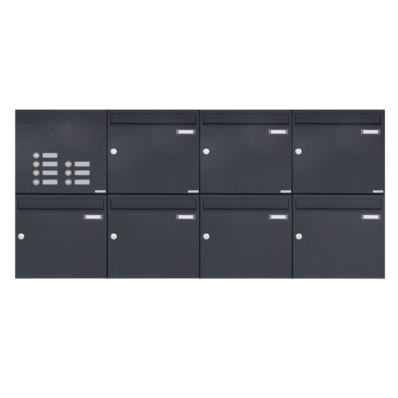 7er 2x4 surface-mounted letterbox design BASIC 382A AP with bell box - RAL 7016 anthracite grey 7er 2x4 surface-mounted letterbox design BASIC 382A AP with bell box - RAL 7016 anthracite grey