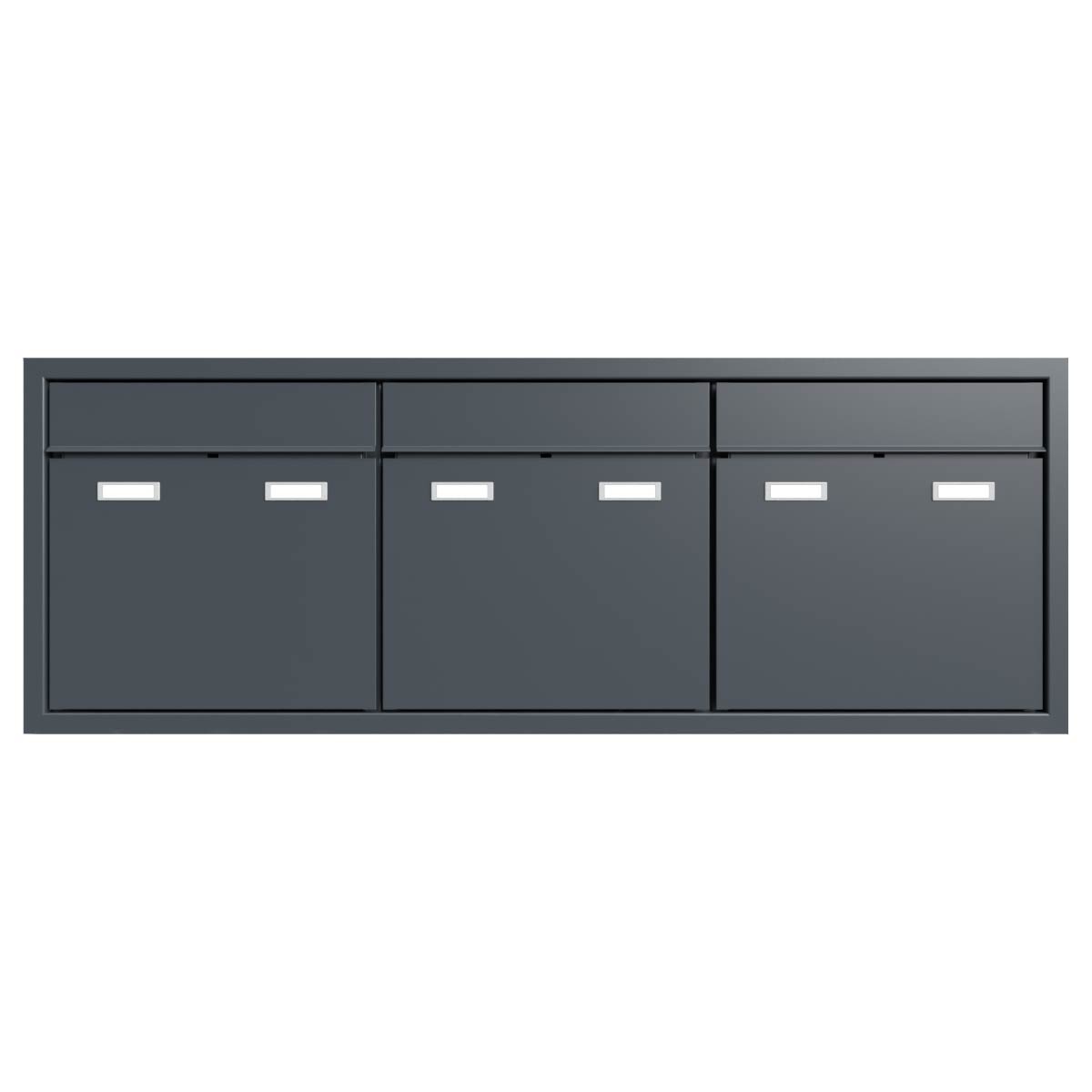 3er 3x1 design flush-mounted letterbox system GOETHE UP - RAL of your choice 3er 3x1 design flush-mounted letterbox system GOETHE UP - RAL of your choice