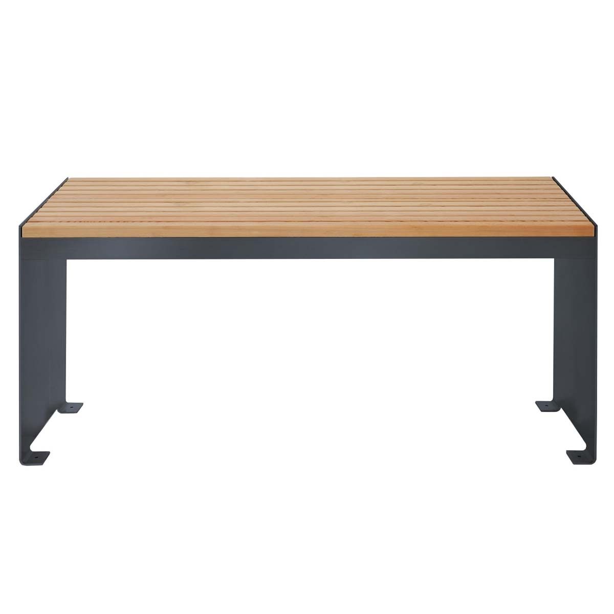 Tavolo di design NOVALIS - acciaio inox verniciato a polvere - abete di Douglas oliato
