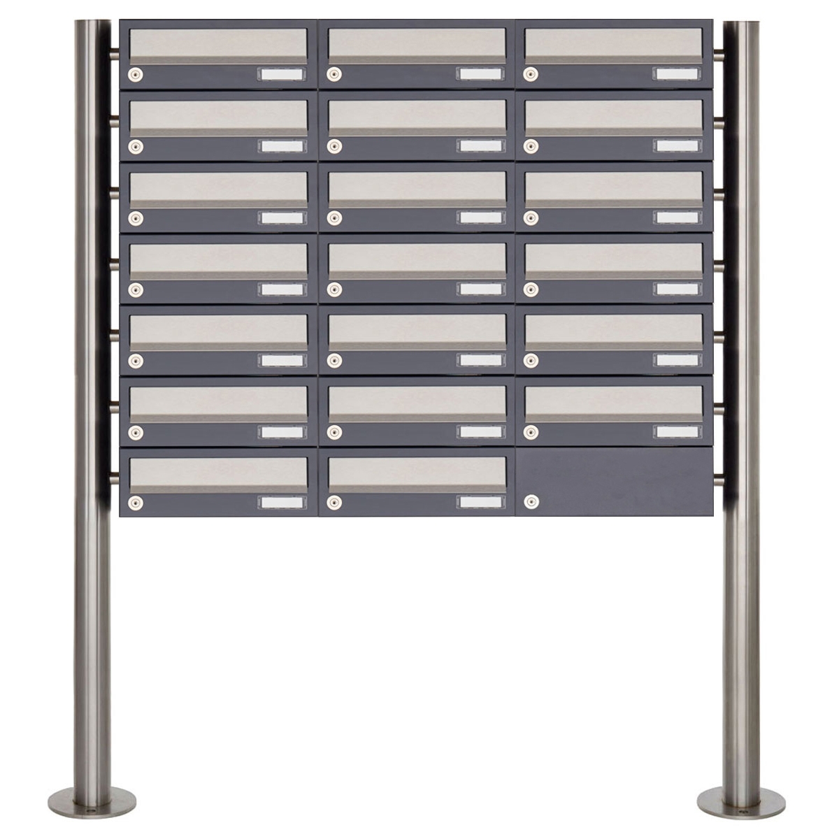 20 pz Sistema di cassette per le lettere 7x3 free-standing Design BASIC 385 ST-R - acciaio inox RAL 7016 grigio antracite