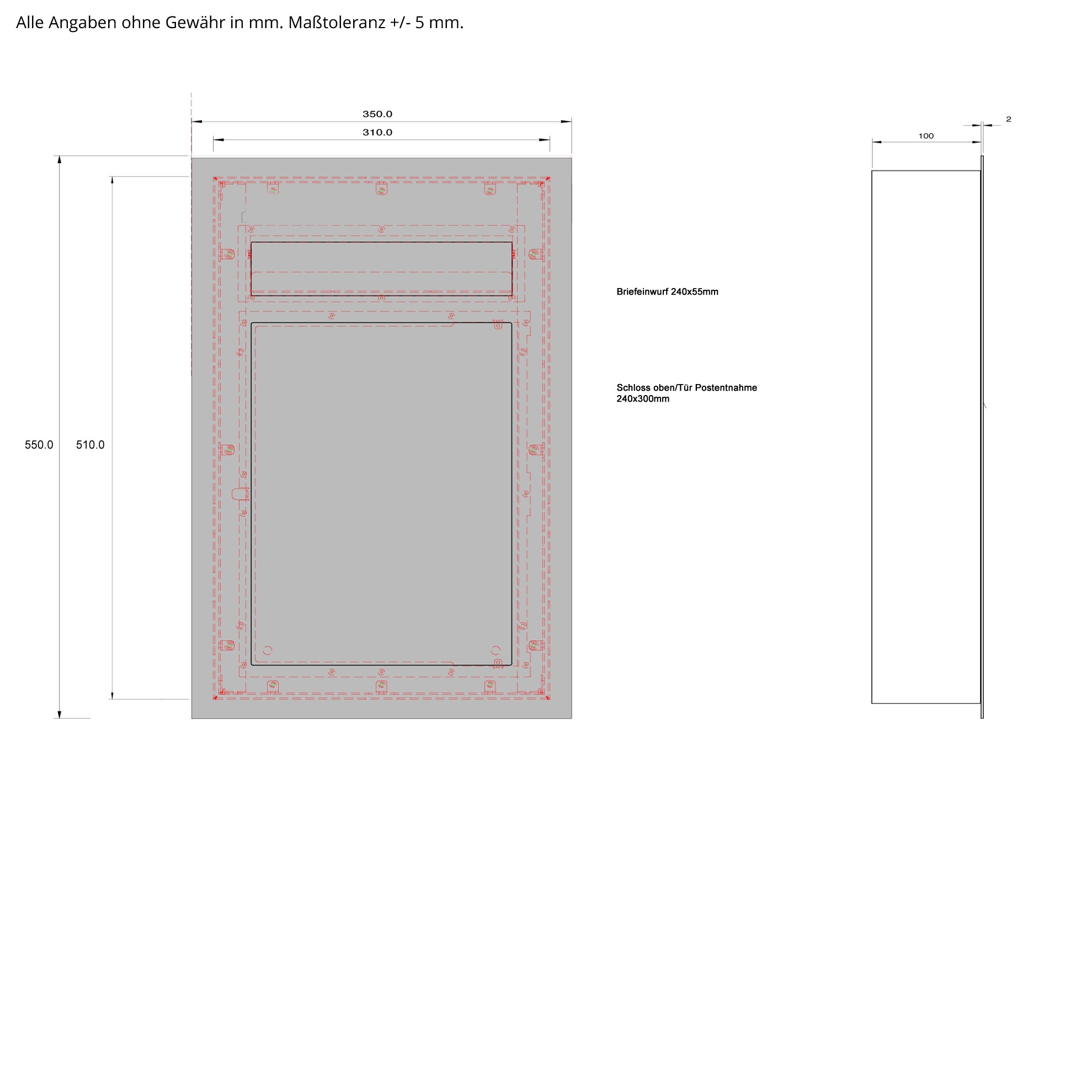 Edelstahl Design Briefkasten DESIGNER Style pulverbeschichtet in RAL 7016 anthrazitgrau feinstruktur matt Edelstahl Design Briefkasten DESIGNER Style pulverbeschichtet in RAL 7016 anthrazitgrau feinstruktur matt