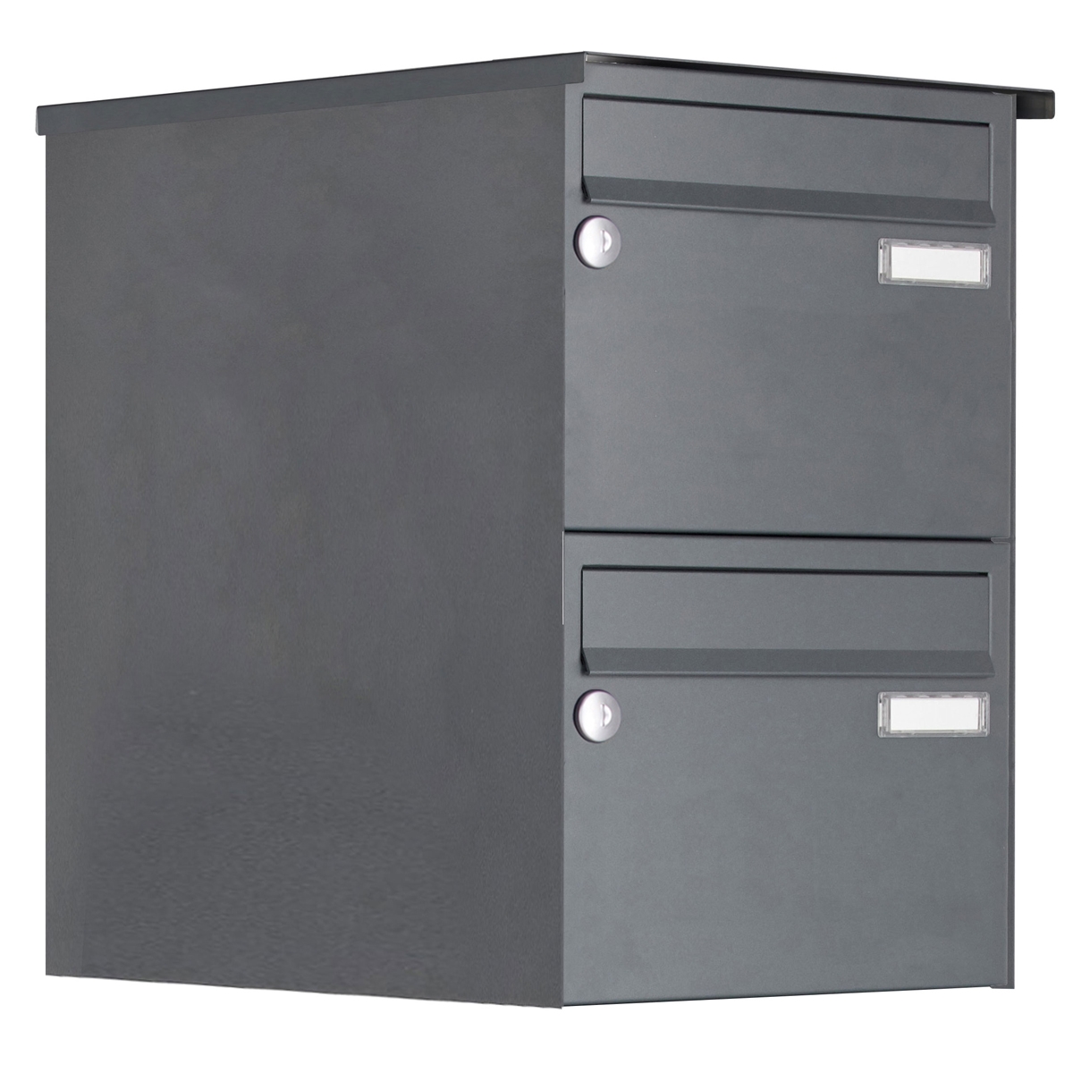 2er Edelstahl Aufputz Briefkastenanlage Design BASIC Plus 385 XA 220 - RAL nach Wahl