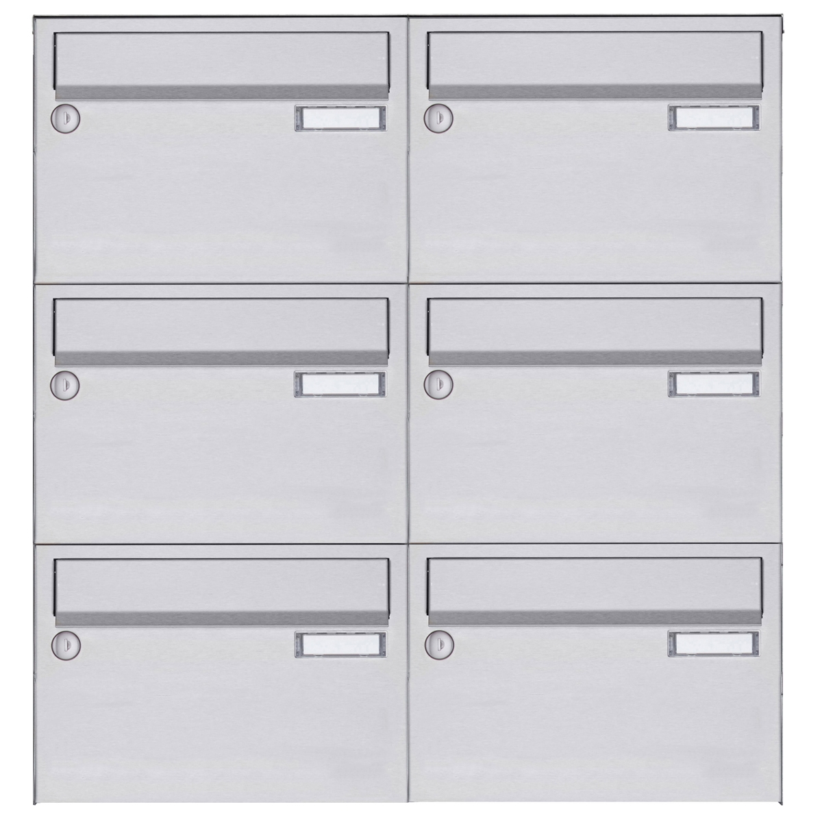 6er Edelstahl Aufputz Briefkastenanlage Design BASIC 385 A 220 - Edelstahl V2A geschliffen 6er Edelstahl Aufputz Briefkastenanlage Design BASIC 385 A 220 - Edelstahl V2A geschliffen