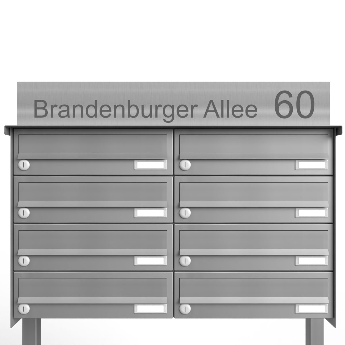 Beschriftungsschild für Briefkastenanlagen - 370mm - Edelstahl geschliffen