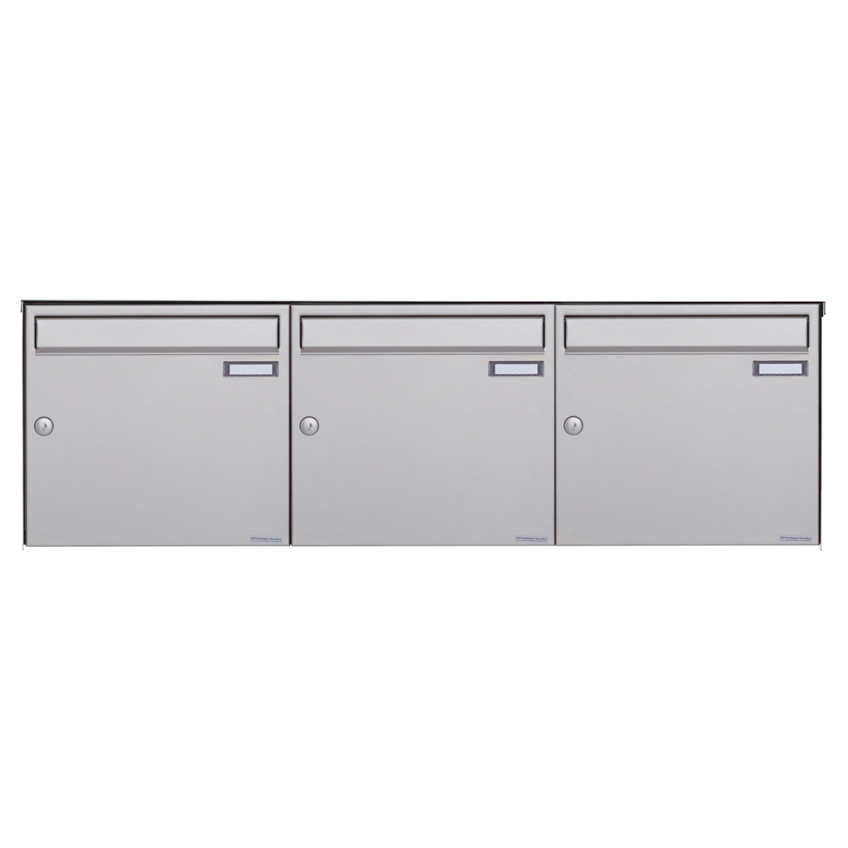 3er 3x1 Edelstahl Aufputz Briefkasten Design BASIC Plus 382XA AP - Edelstahl V2A geschliffen 3er 3x1 Edelstahl Aufputz Briefkasten Design BASIC Plus 382XA AP - Edelstahl V2A geschliffen