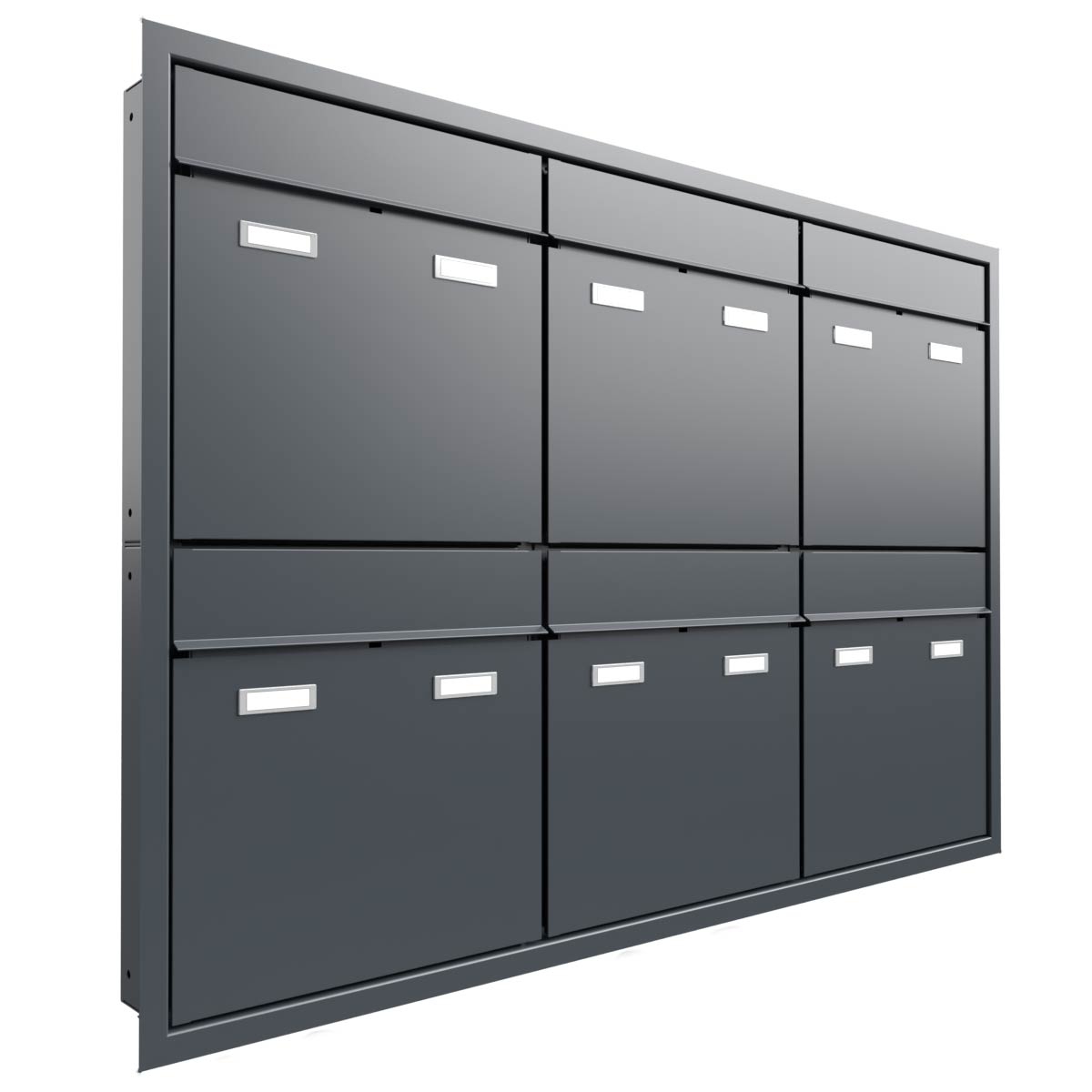 6er 3x2 design flush-mounted letterbox system GOETHE UP - RAL of your choice 6er 3x2 design flush-mounted letterbox system GOETHE UP - RAL of your choice