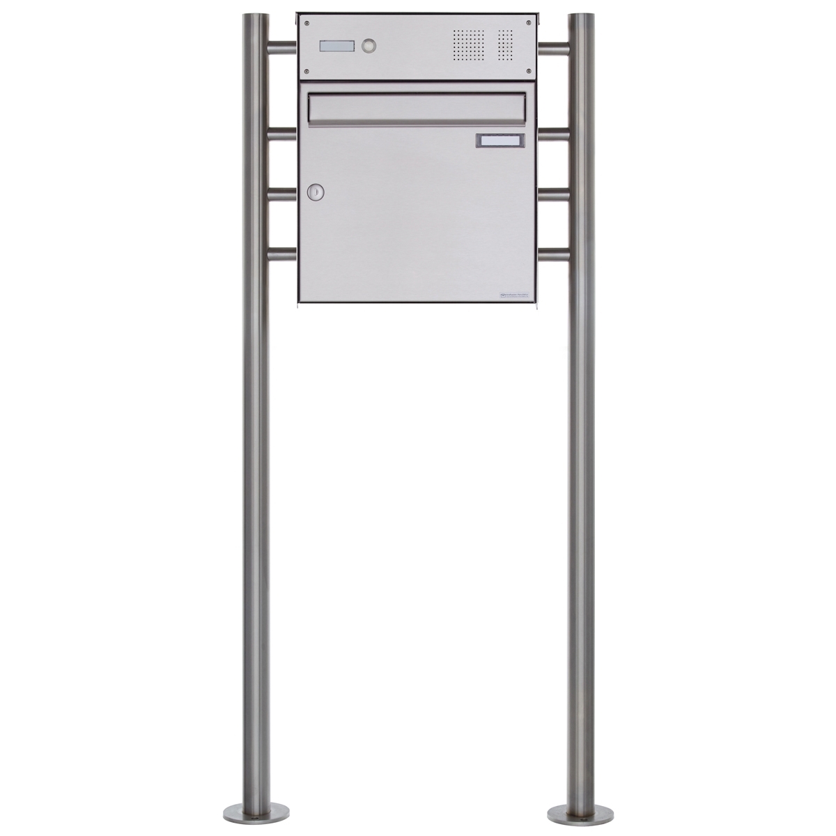 1er Standbriefkasten Design BASIC Plus 381X ST-R mit Klingelkasten - Edelstahl V2A geschliffen 1er Standbriefkasten Design BASIC Plus 381X ST-R mit Klingelkasten - Edelstahl V2A geschliffen