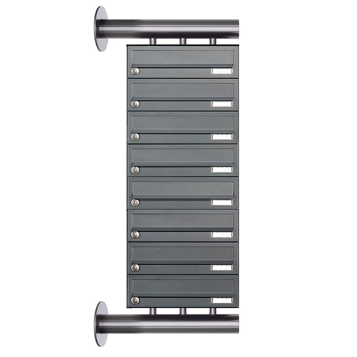 8-piece stainless steel letterbox system Design BASIC Plus 385XW for side wall mounting - RAL of your choice