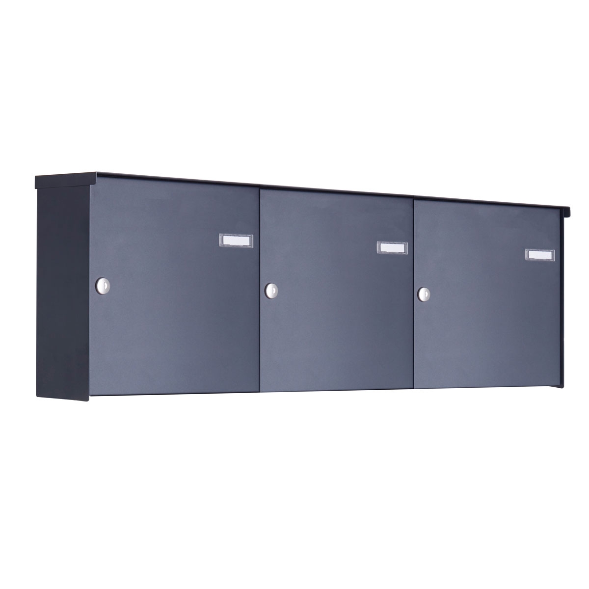 3er 3x1 stainless steel fence letterbox BASIC Plus 382XZ - RAL of your choice - removal from the rear 3er 3x1 stainless steel fence letterbox BASIC Plus 382XZ - RAL of your choice - removal from the rear