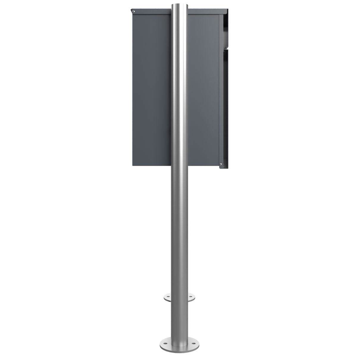 Free-standing parcel letter box KANT ST-R - Design 2 - RAL 7016 anthracite grey with stainless steel stand elements Free-standing parcel letter box KANT ST-R - Design 2 - RAL 7016 anthracite grey with stainless steel stand elements