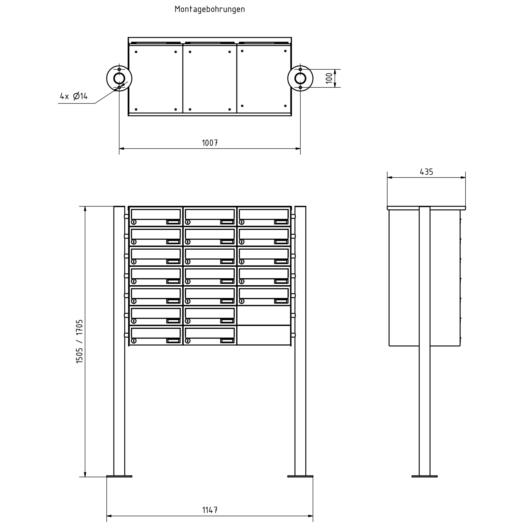 19er 7x3 Edelstahl Briefkastenanlage freistehend Design BASIC Plus 385X ST-R - RAL nach Wahl 19er 7x3 Edelstahl Briefkastenanlage freistehend Design BASIC Plus 385X ST-R - RAL nach Wahl
