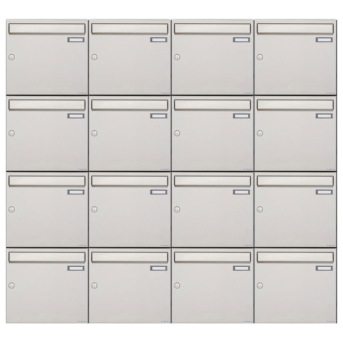 16er 4x4 Edelstahl Aufputz Briefkastenanlage Design BASIC 382A-AP