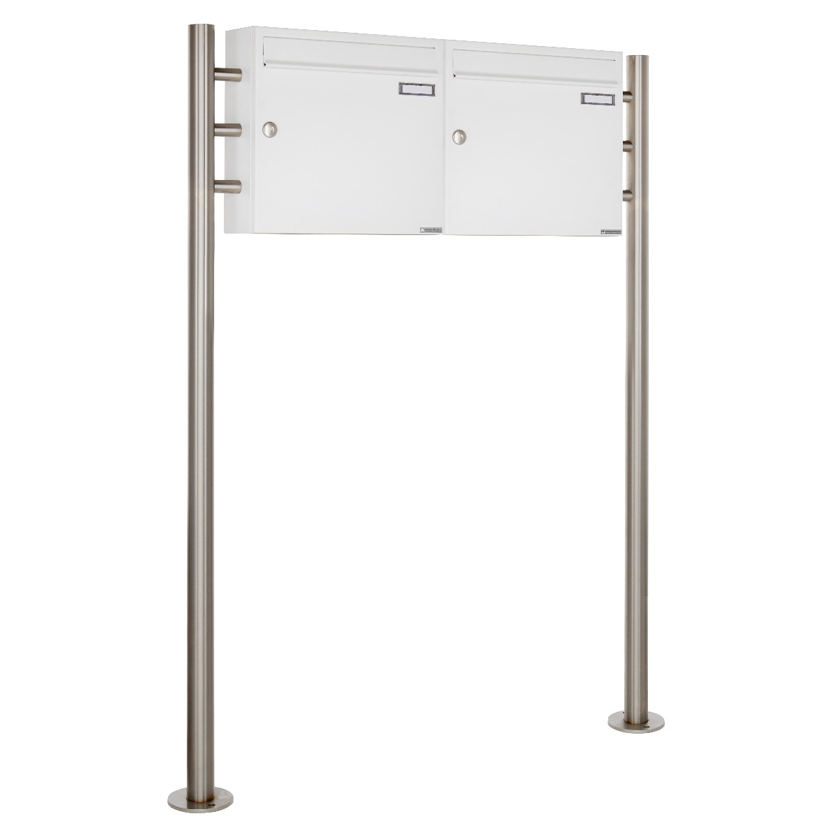 2er 1x2 Briefkastenanlage freistehend Design BASIC 381 ST-R - RAL 9016 verkehrsweiß 2er 1x2 Briefkastenanlage freistehend Design BASIC 381 ST-R - RAL 9016 verkehrsweiß