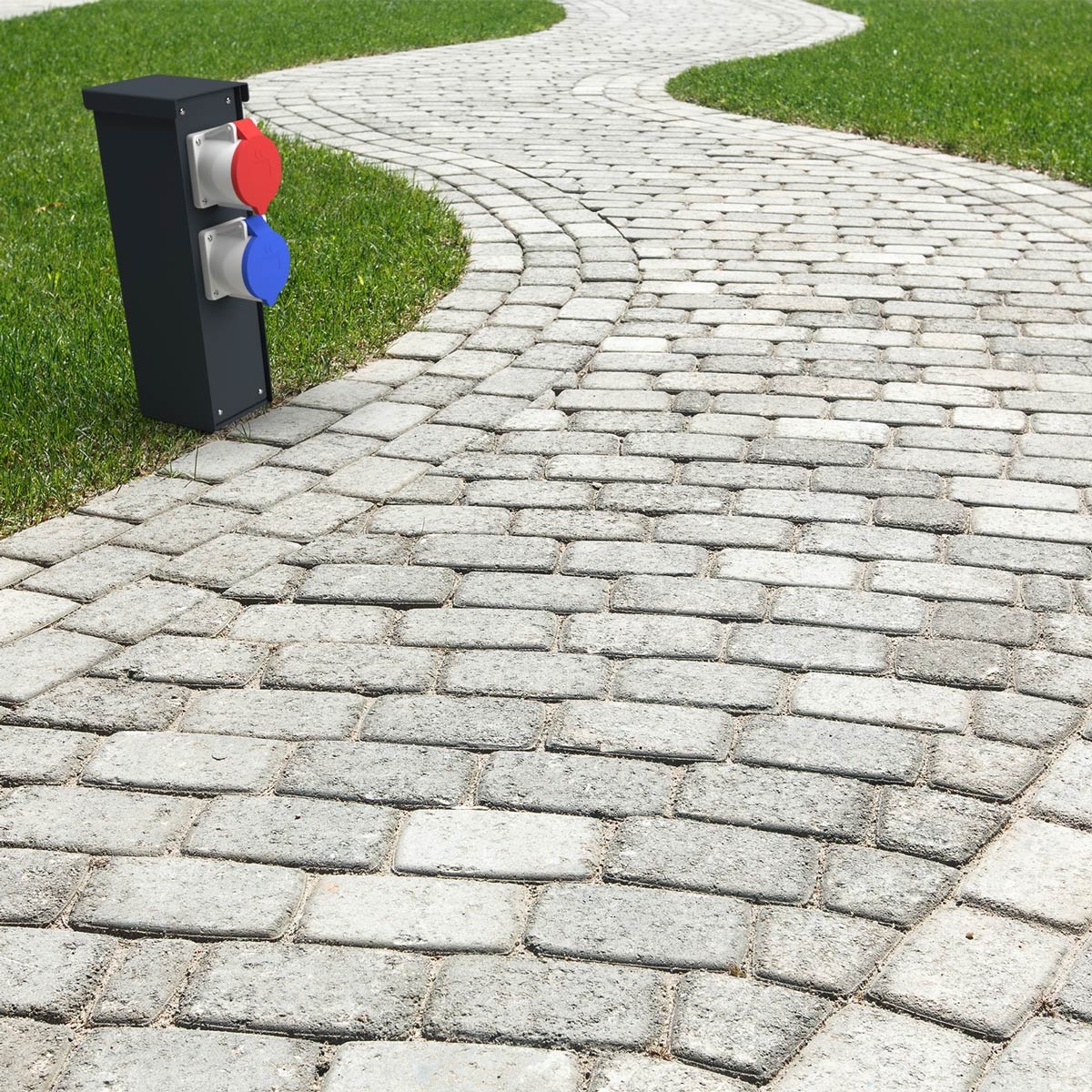 0397f5cc4678e79731945fc43442343c42745283 CEE Steckdosensäule BASIC 372 zur Standmontage - Edelstahl pulverbeschichtet