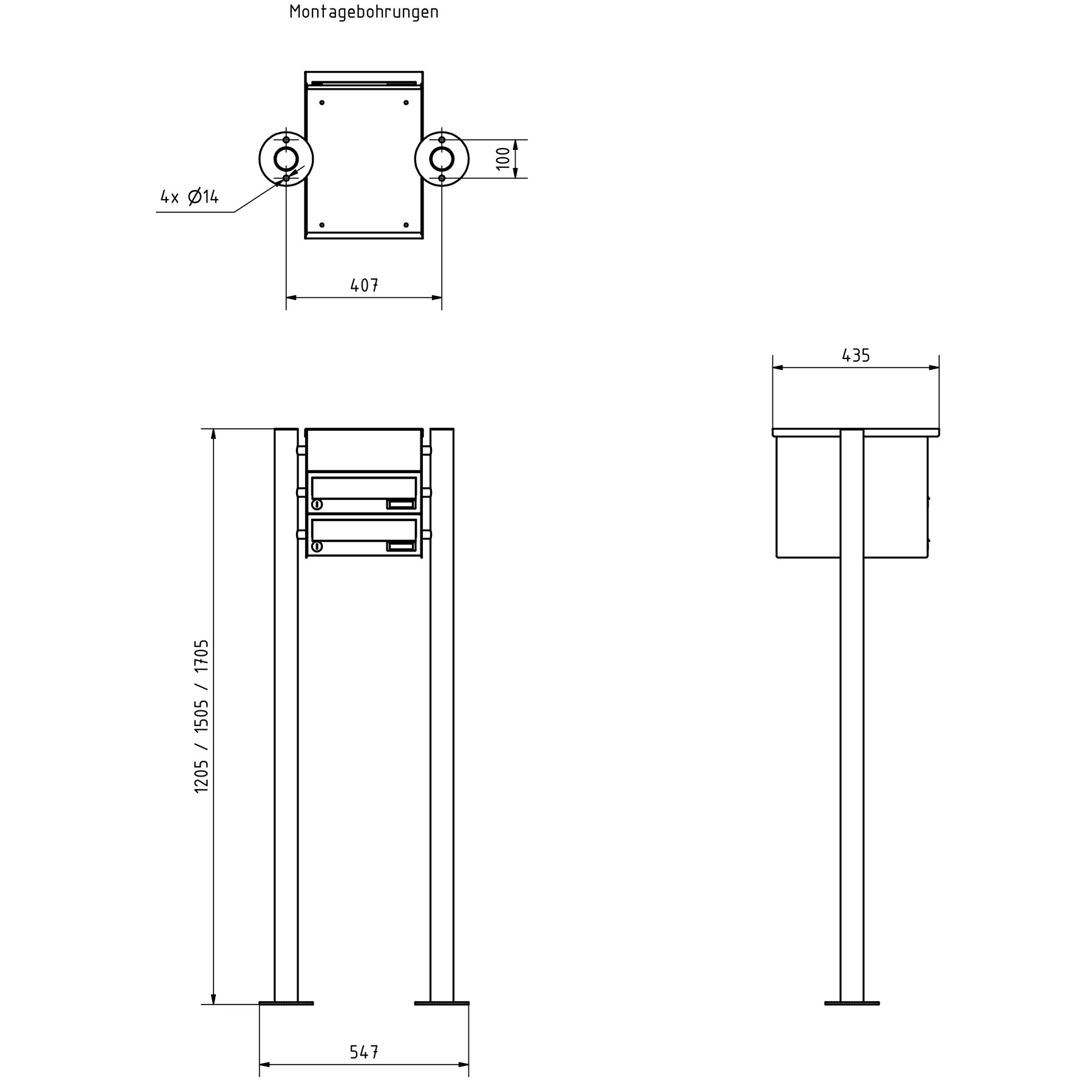 2er Standbriefkasten Design BASIC 385 ST-R mit Klingelkasten - Edelstahl-RAL 7016 anthrazitgrau 2er Standbriefkasten Design BASIC 385 ST-R mit Klingelkasten - Edelstahl-RAL 7016 anthrazitgrau