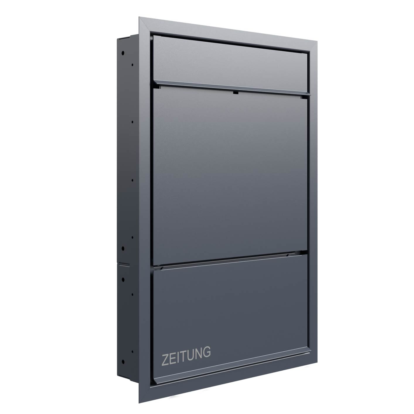 Design flush-mounted letterbox GOETHE UP with newspaper compartment - RAL of your choice Design flush-mounted letterbox GOETHE UP with newspaper compartment - RAL of your choice