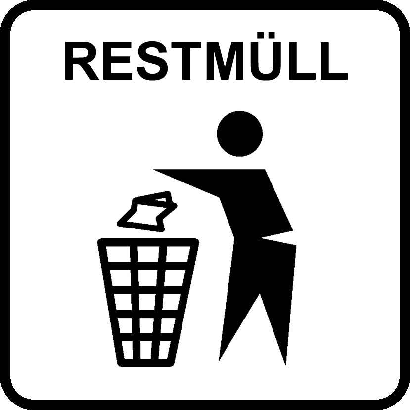 Piktogramm als Lasergravur, grau "Restmüll" Piktogramm als Lasergravur, grau "Restmüll"