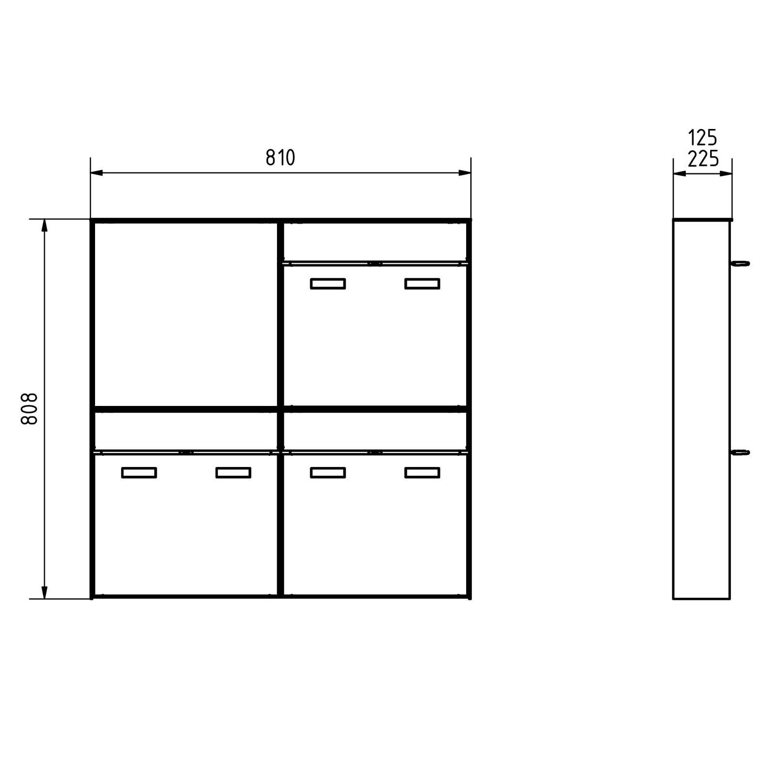 3er Design Aufputz Briefkasten GOETHE AP - RAL nach Wahl - DoorBird Video- Sprechanlage links