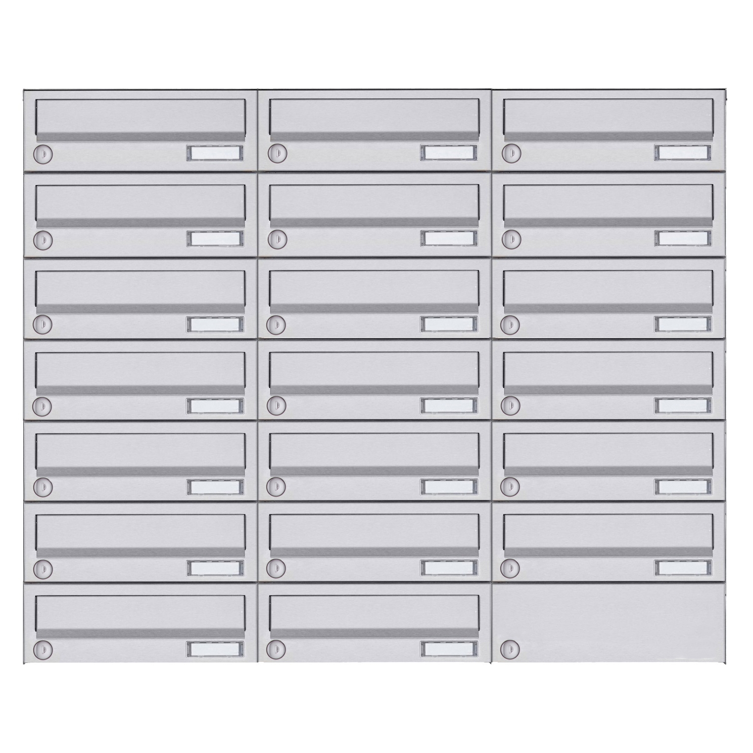 20 pcs. 7x3 surface-mounted letterbox system Design BASIC 385A- VA AP - stainless steel V2A, polished