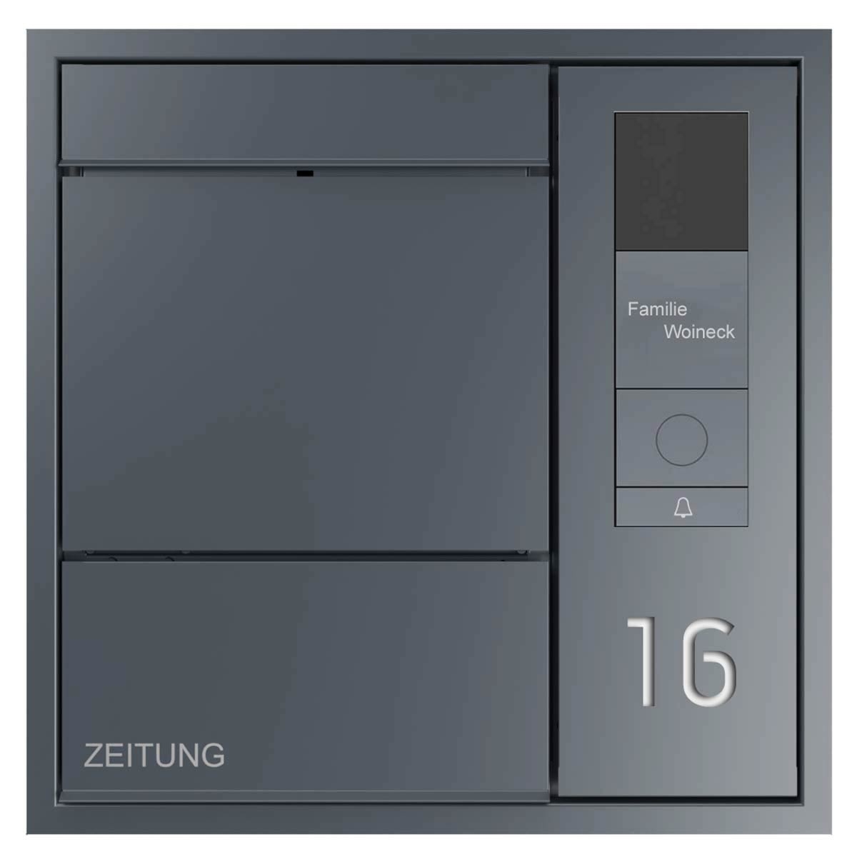 Design Unterputz Briefkasten GOETHE UP seitlich mit Zeitungsfach - RAL nach Wahl - GIRA System 106 - VIDEO Komplettset Design Unterputz Briefkasten GOETHE UP seitlich mit Zeitungsfach - RAL nach Wahl - GIRA System 106 - VIDEO Komplettset