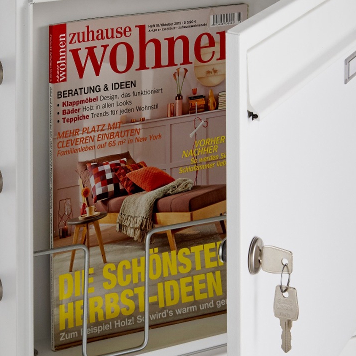 2er Aufputz Briefkasten BASIC 382A AP Waagerecht mit Zeitungsfach - RAL 9016 verkehrsweiß