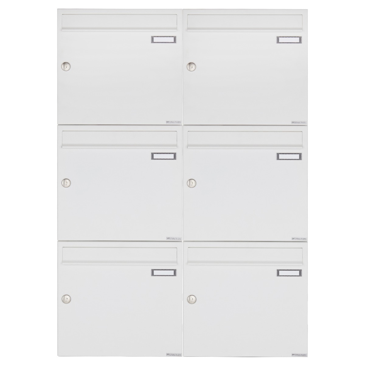 6er 2x3 Aufputz Briefkastenanlage Design BASIC 382A AP - RAL 9016 verkehrsweiß