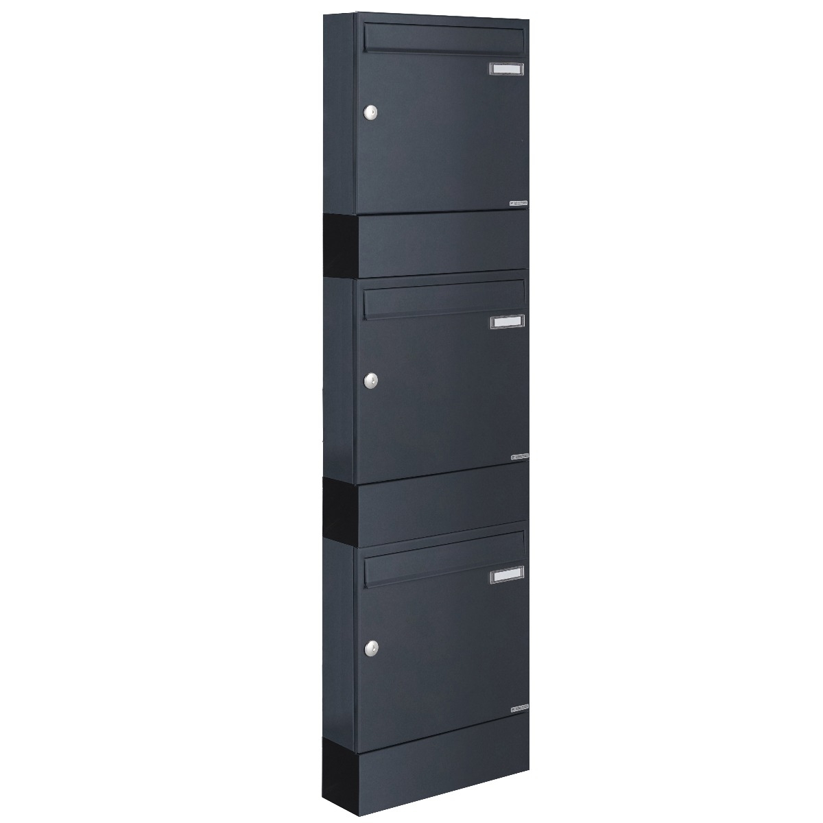 3er 3x1 Aufputz Briefkasten BASIC 382A AP mit Zeitungsfach - RAL 7016 anthrazitgrau 3er 3x1 Aufputz Briefkasten BASIC 382A AP mit Zeitungsfach - RAL 7016 anthrazitgrau