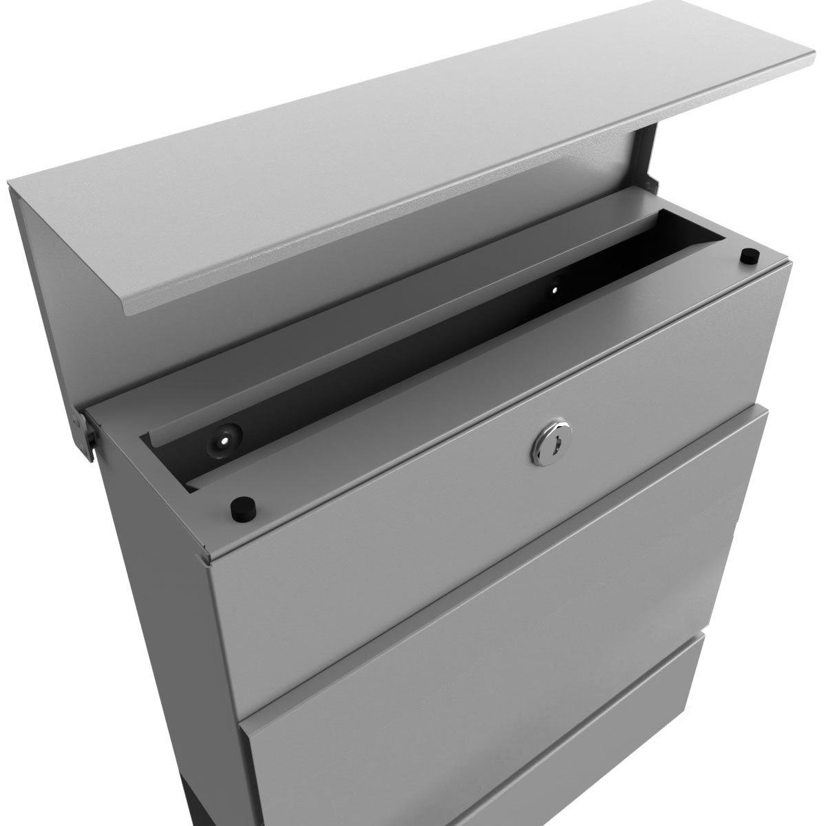 KANT letterbox with newspaper compartment - Design 2 - RAL 9007 grey aluminium KANT letterbox with newspaper compartment - Design 2 - RAL 9007 grey aluminium
