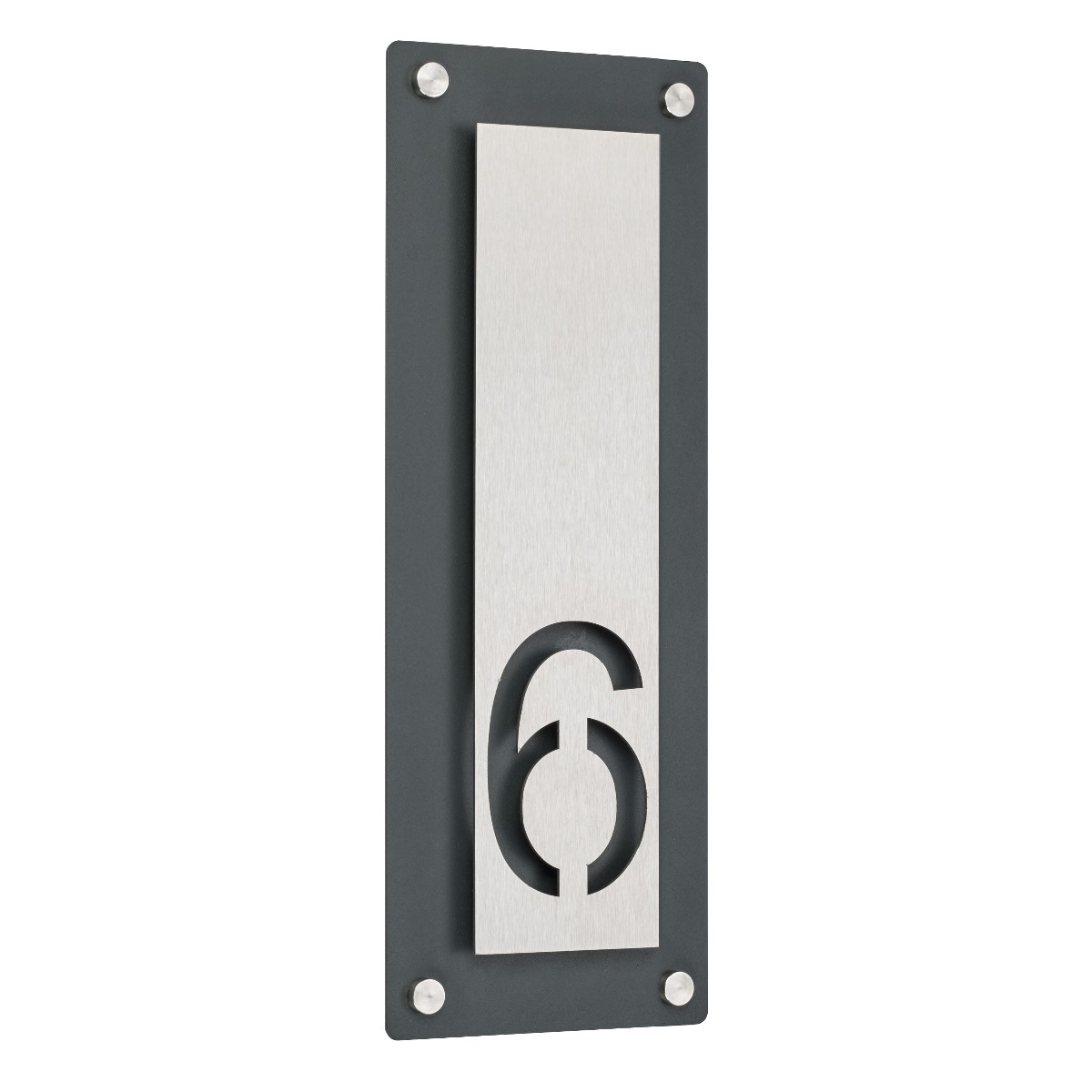 4fb4150c38004212cad722e01ec7c307f110c493 Hausnummer PREMIUM Design 691 - Grundplatte RAL Farbe - Hausnummer Edelstahl - 1-stellig