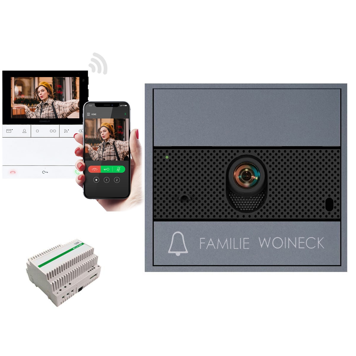 Ultra opbouw videodeurstation incl. 1210A voedingseenheid & LS8741 Wifi huisstation - complete set - RAL naar keuze