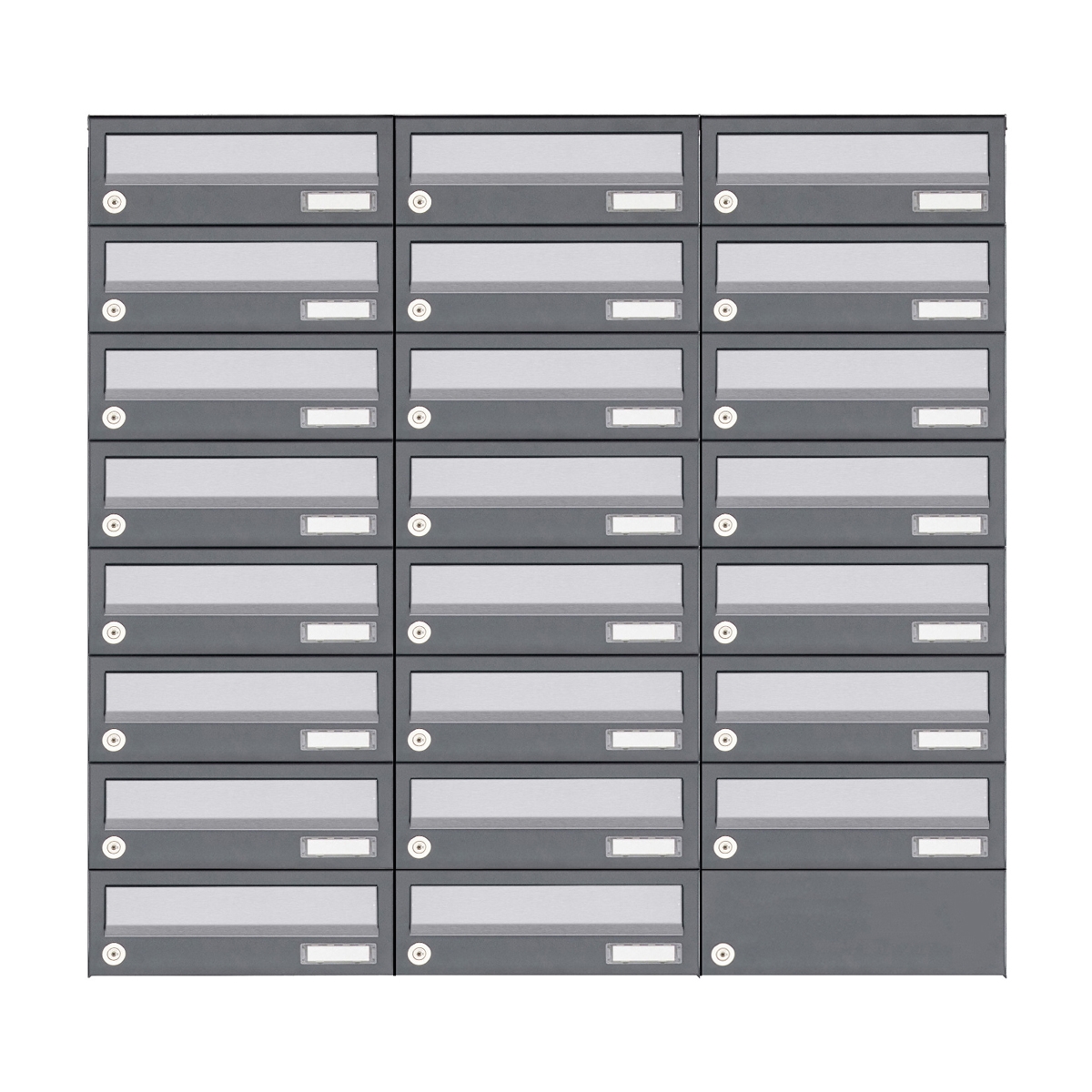 23er 8x3 Aufputz Briefkastenanlage Design BASIC 385A AP - Edelstahl-RAL 7016 anthrazit 23er 8x3 Aufputz Briefkastenanlage Design BASIC 385A AP - Edelstahl-RAL 7016 anthrazit