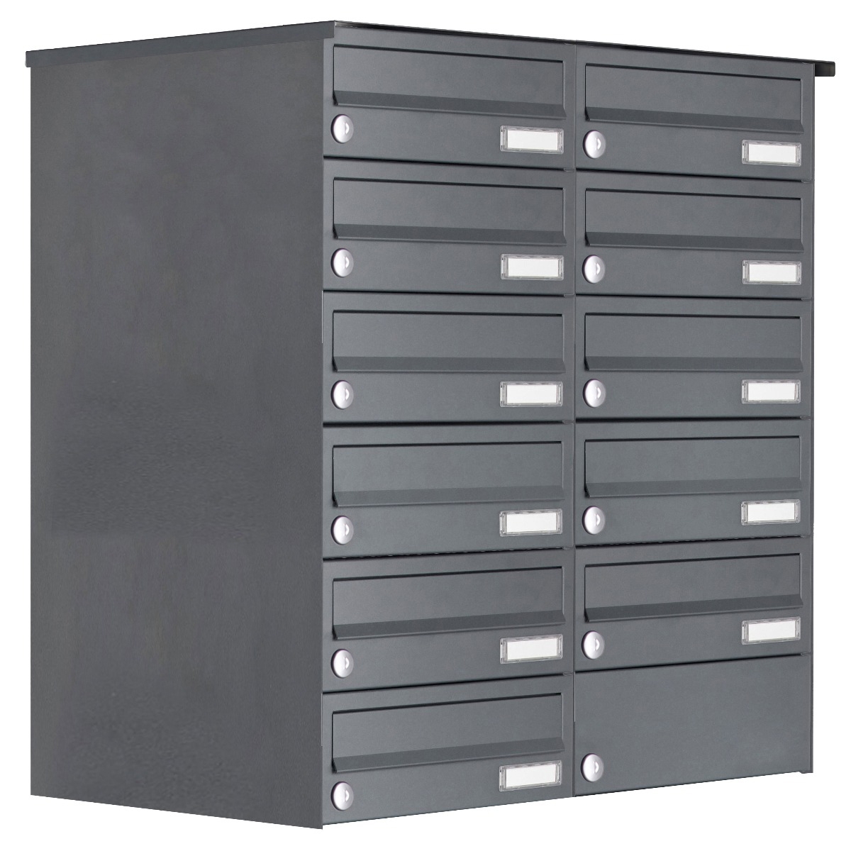 11-elementowy system natynkowych skrzynek na listy ze stali nierdzewnej Design BASIC Plus 385XA AP - wybrany RAL 11-elementowy system natynkowych skrzynek na listy ze stali nierdzewnej Design BASIC Plus 385XA AP - wybrany RAL