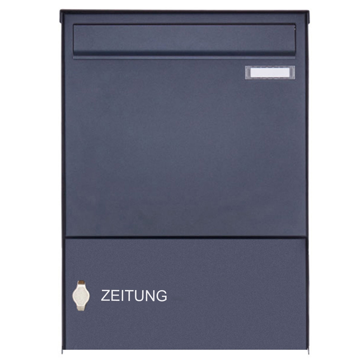 Edelstahl Zaunbriefkasten BASIC Plus 382XZ mit Zeitungsfach - RAL nach Wahl - Entnahme rückseitig Edelstahl Zaunbriefkasten BASIC Plus 382XZ mit Zeitungsfach - RAL nach Wahl - Entnahme rückseitig