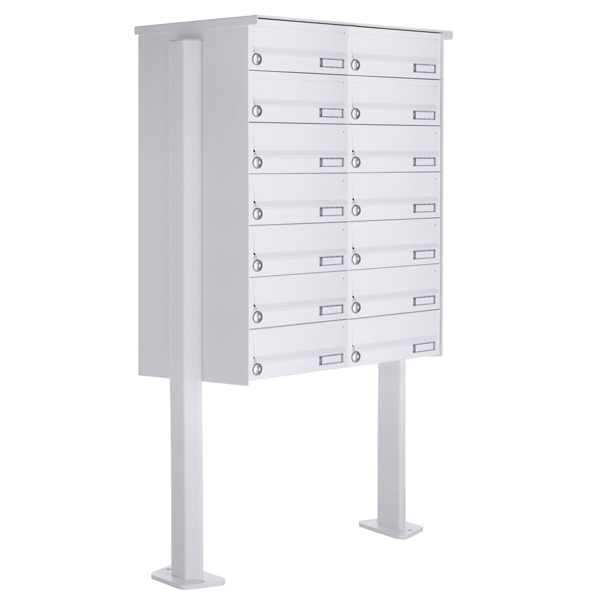 14er 7x2 Standbriefkasten Design BASIC 385P-9016 ST-T - RAL 9016 verkehrsweiß