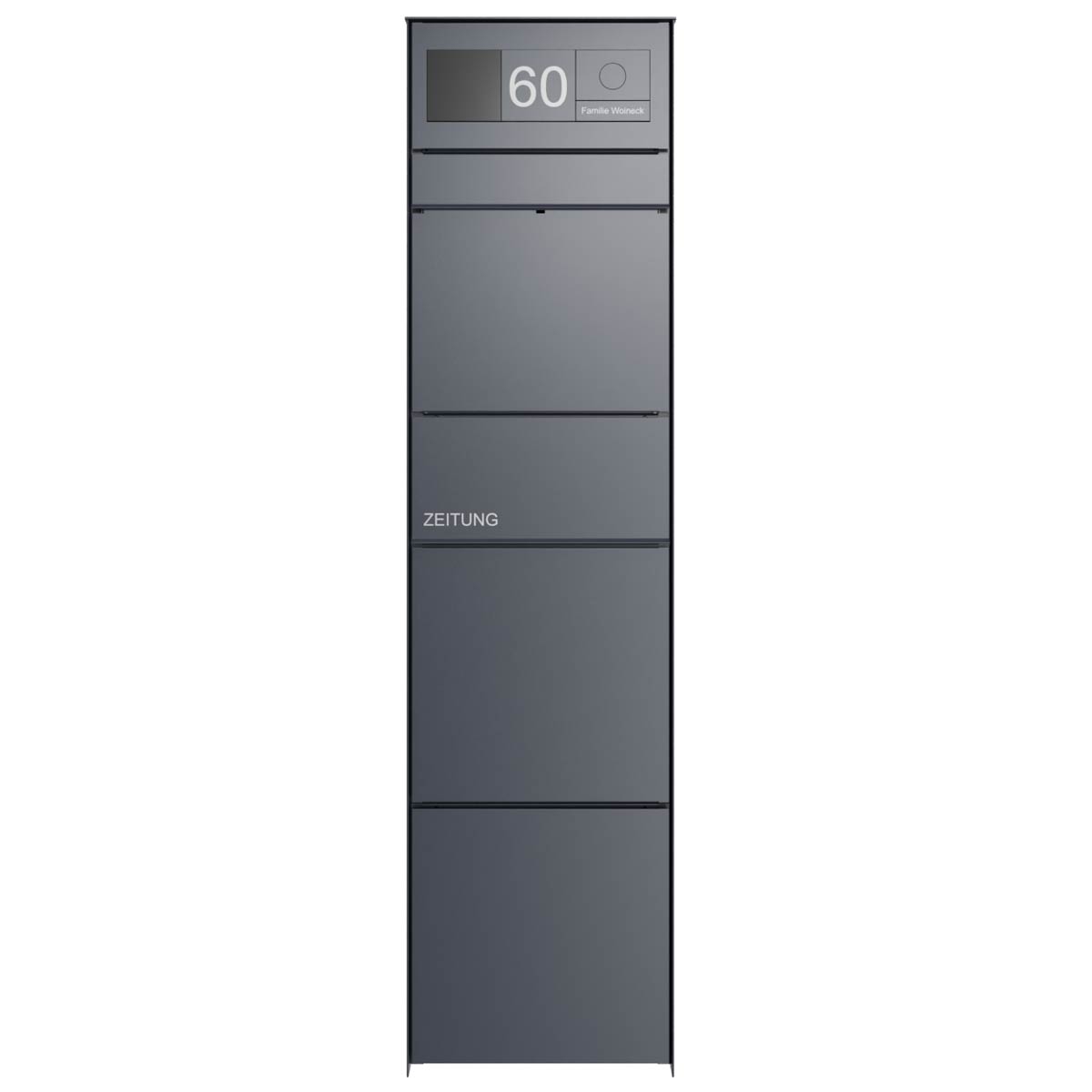 Design letterbox pedestal GOETHE with newspaper compartment - RAL of your choice - GIRA System 106 - VIDEO complete set Design letterbox pedestal GOETHE with newspaper compartment - RAL of your choice - GIRA System 106 - VIDEO complete set