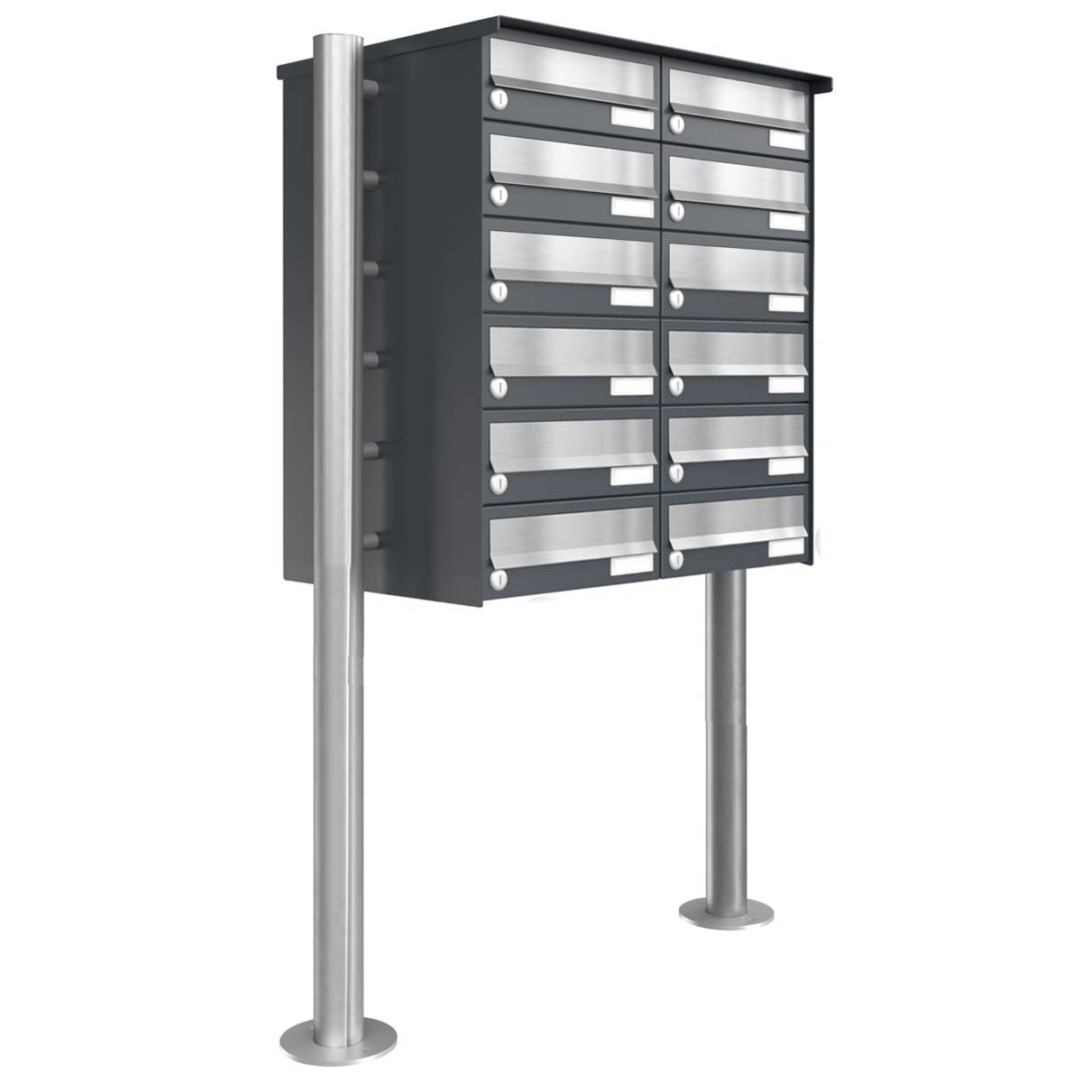 12 Sistema de buzones independiente Diseño BASIC 385 ST-R - acero inoxidable RAL 7016 gris antracita
