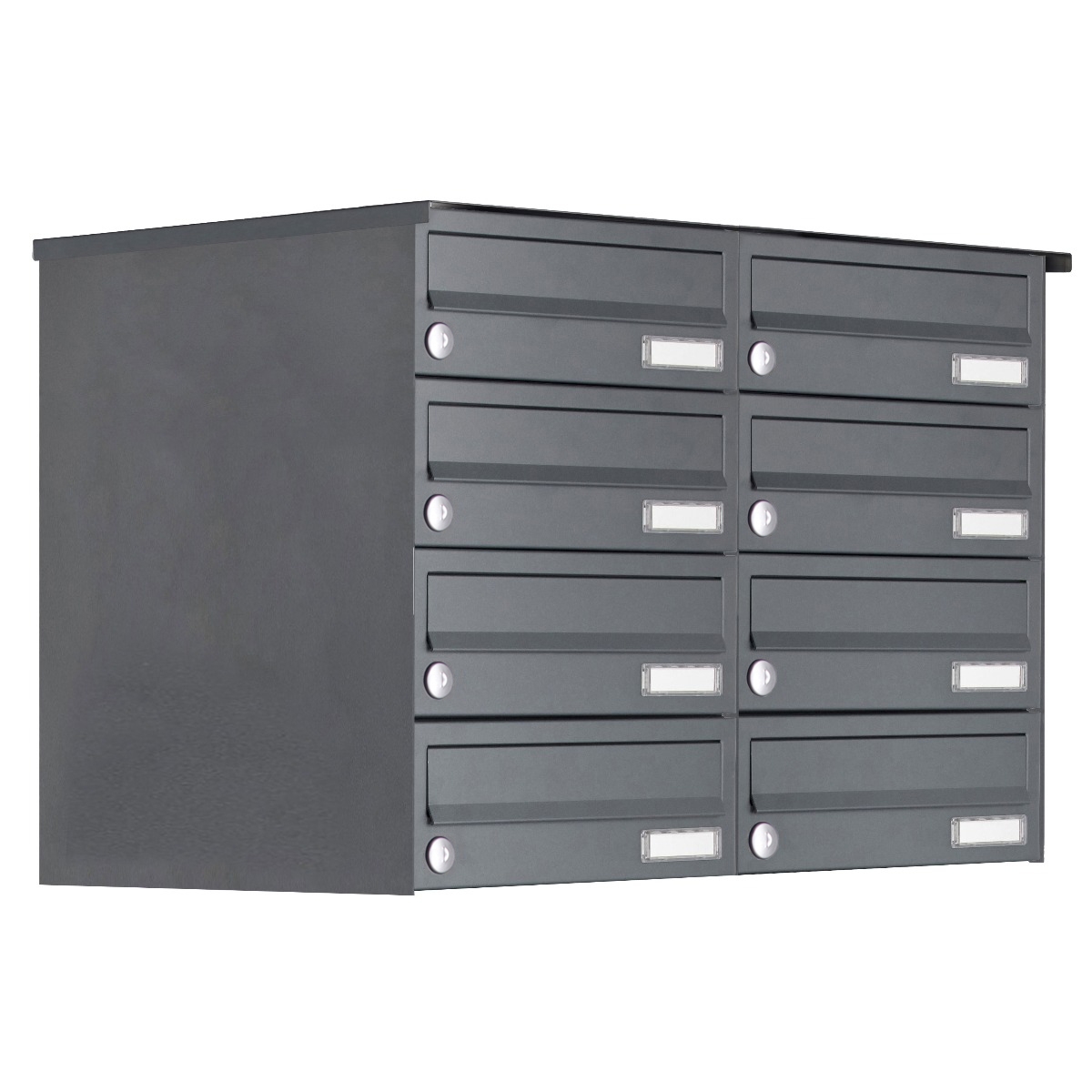 8-piece stainless steel surface-mounted letterbox system Design BASIC Plus 385XA AP - RAL of your choice 8-piece stainless steel surface-mounted letterbox system Design BASIC Plus 385XA AP - RAL of your choice