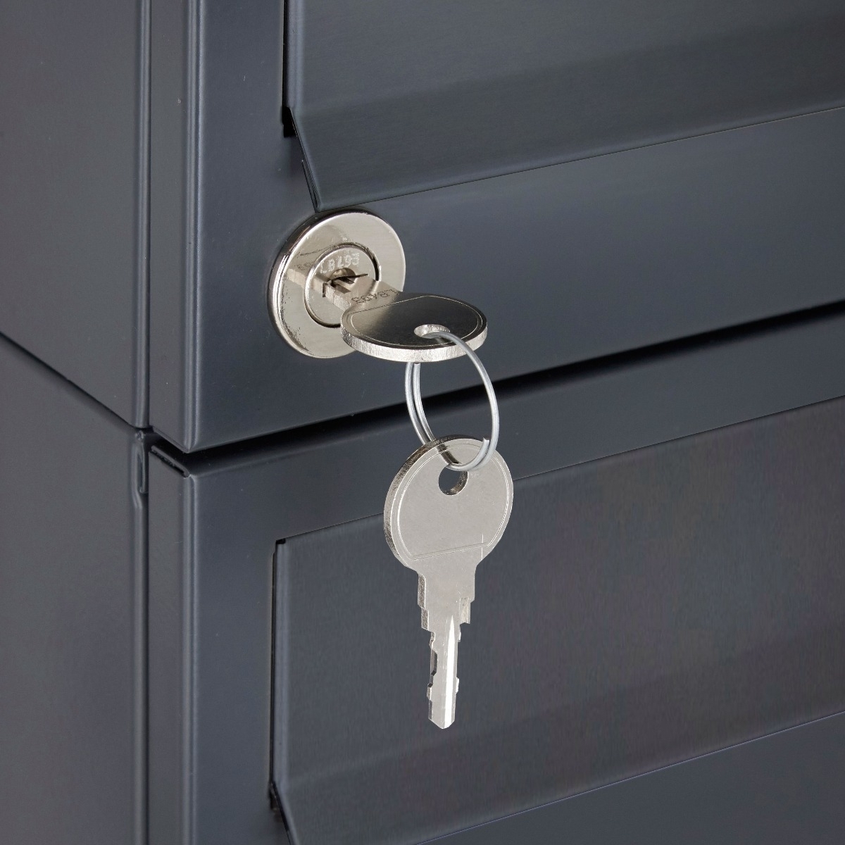 3-post letterbox design BASIC 385220 ST-R with bell box - RAL 7016 anthracite grey