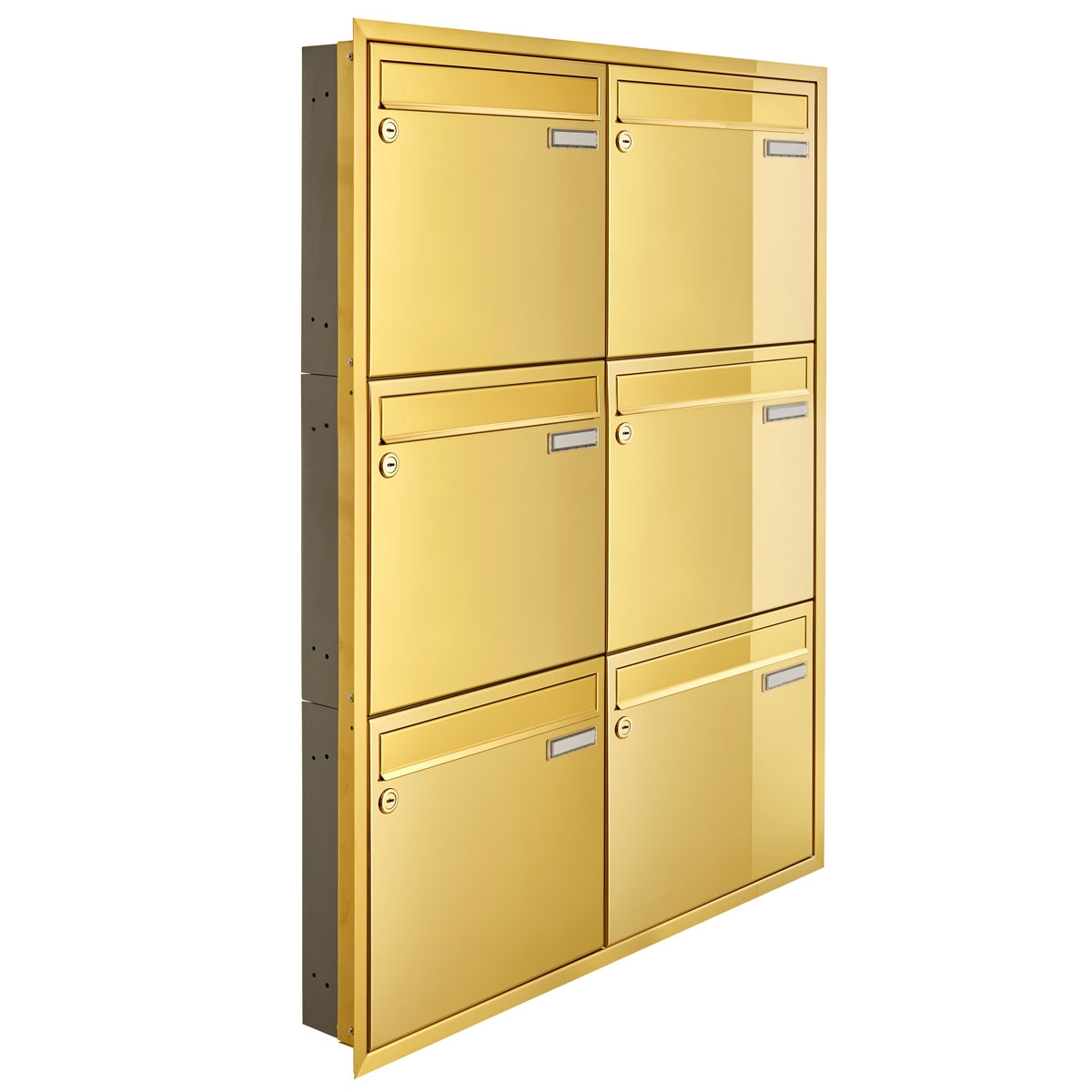 6 pcs 2x3 flush-mounted letterbox system CLASSIC 534C - Titanium brass similar to gold - 6 party