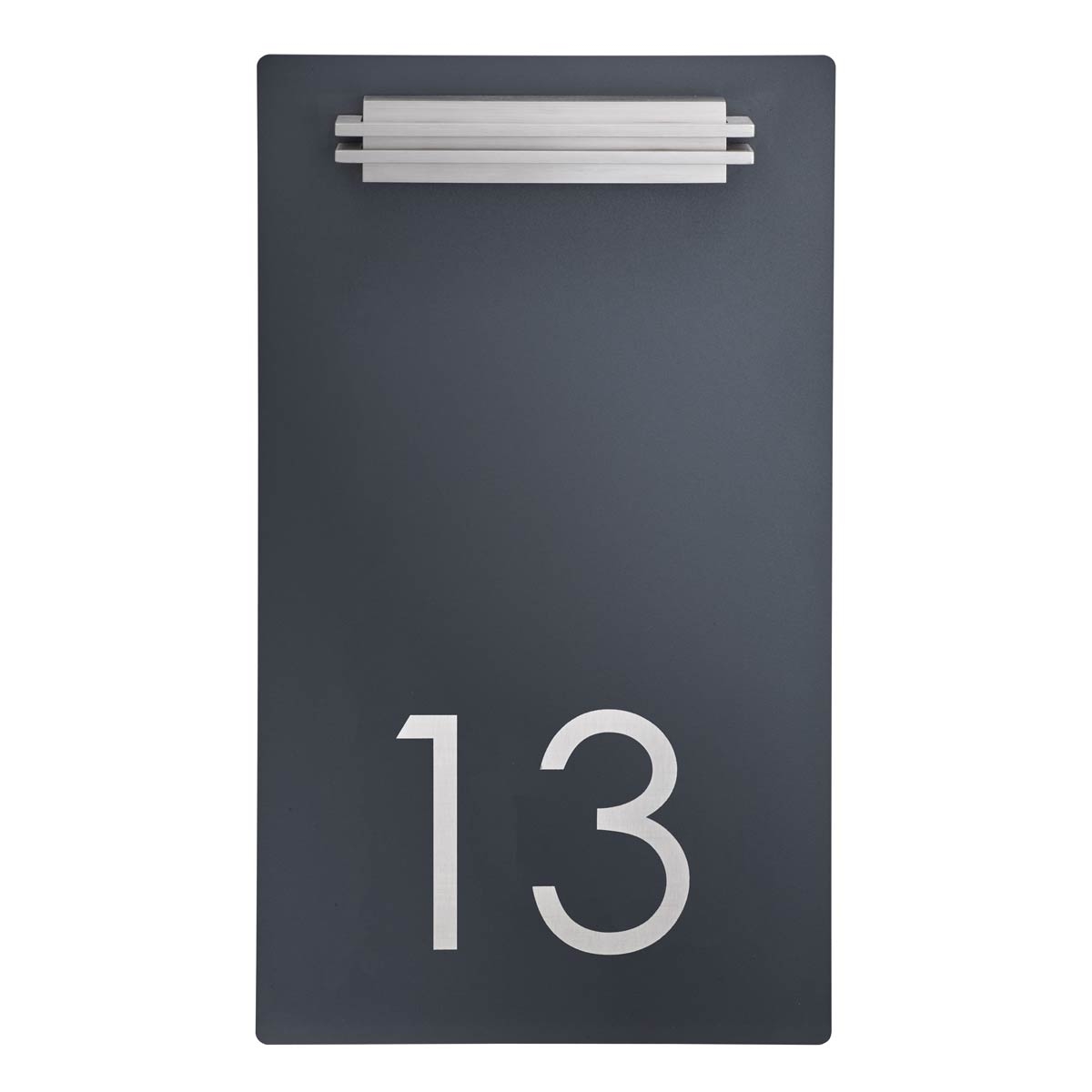 3b746bb0239f6c02f6ed119b86c4ebe801a745c7 Plaque en acier inoxydable Elegance 423A 225x395 - RAL au choix - éclairage LED - numéro de maison - rue ou nom