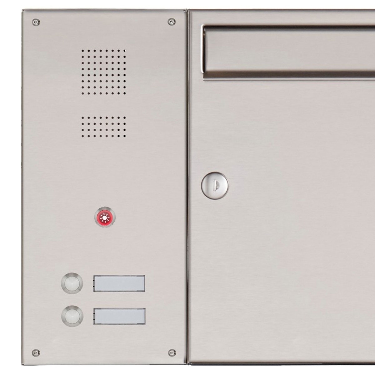 6er Edelstahl Unterputz Briefkastenanlage BASIC Plus 382XU UP mit Klingelkasten seitlich