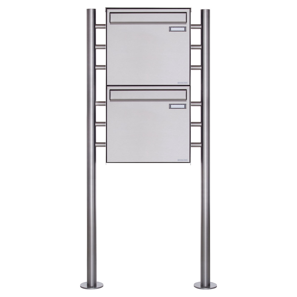 2er 1x2 Zaunbriefkasten freistehend Design BASIC Plus 381XZ ST-R - Edelstahl geschliffen 2er 1x2 Zaunbriefkasten freistehend Design BASIC Plus 381XZ ST-R - Edelstahl geschliffen